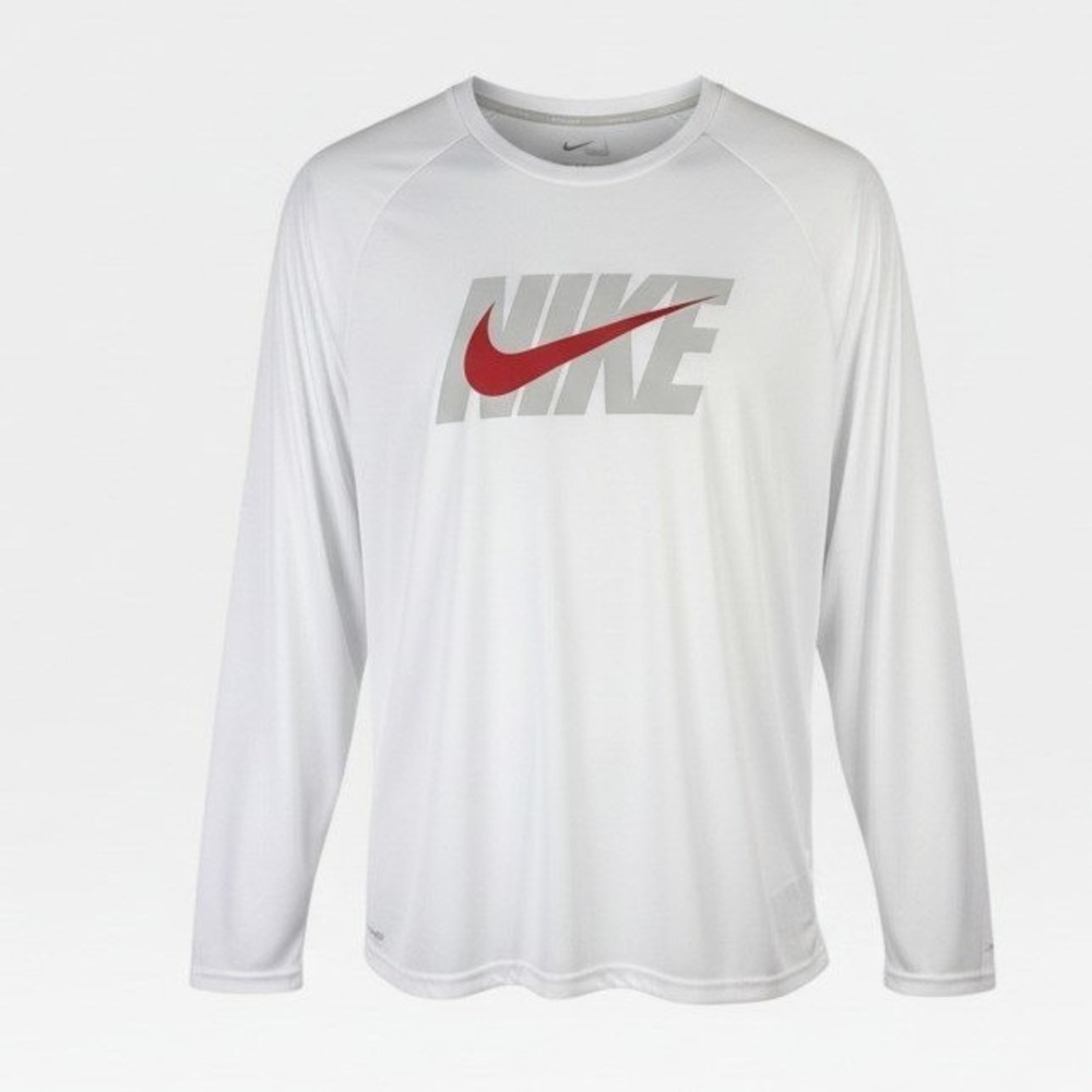 Nike Swim Dri-FIT Rash Guard Mens XXL White Long Sleeve UPF 40+ NWT